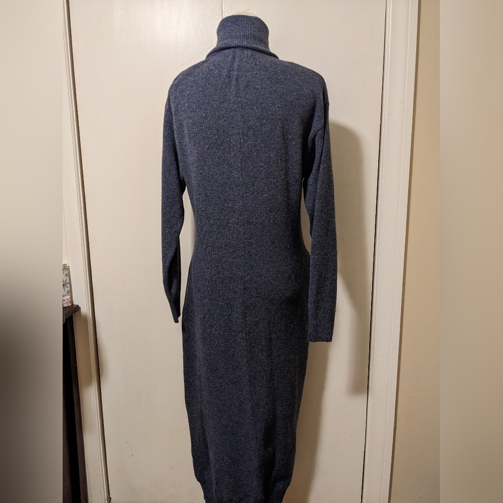 EShakti Soft Blue Charcoal Long Sweater Dress - Picture 3 of 3